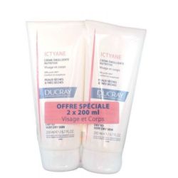 Ducray Ictyane crème émolliente nutritive visage et corps Lot de 2 (200 ml)