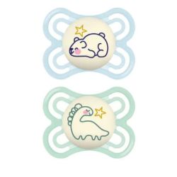 Mam Sucettes Perfect Nuit 2-6m Ours/Dino x2