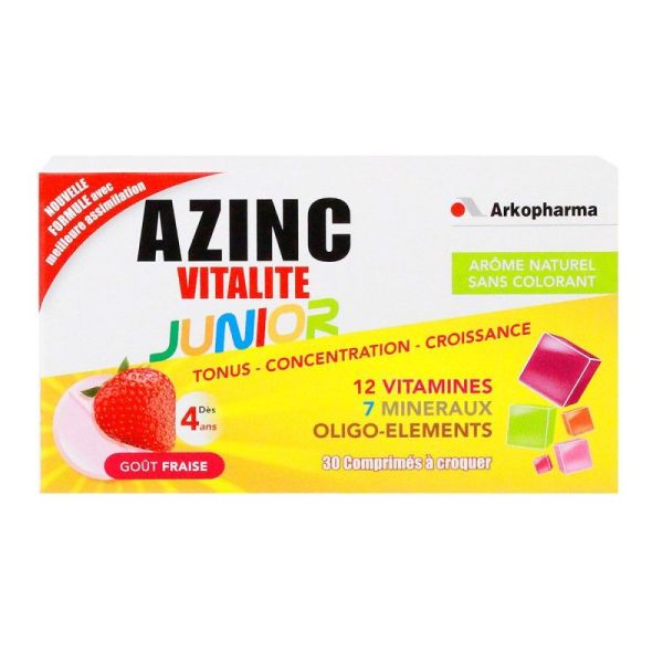 Azinc junior vitalité 30 comprimés à croquer Fraise