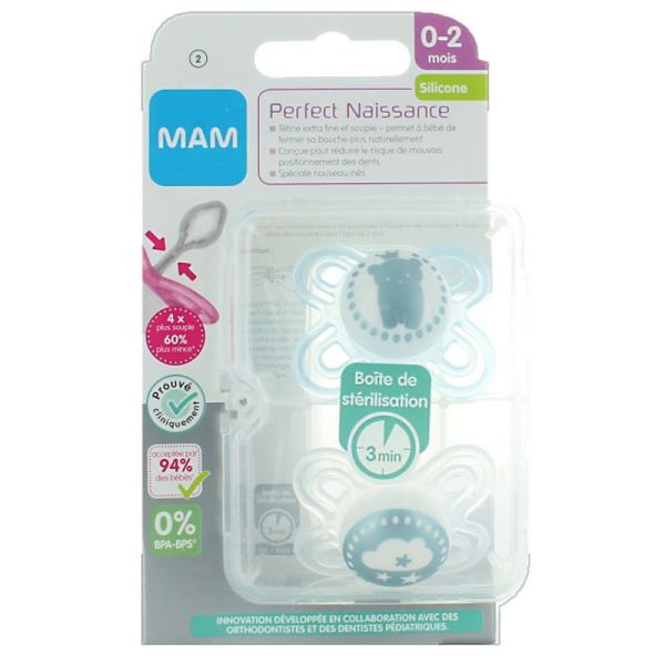 Sucet Mam Perfect Silic 0-2M X2