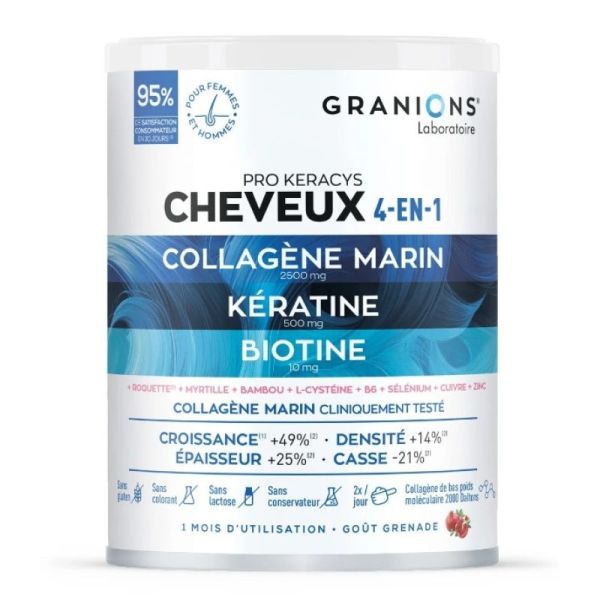 Granions Cheveux 4en1 poudre 300g gout grenade