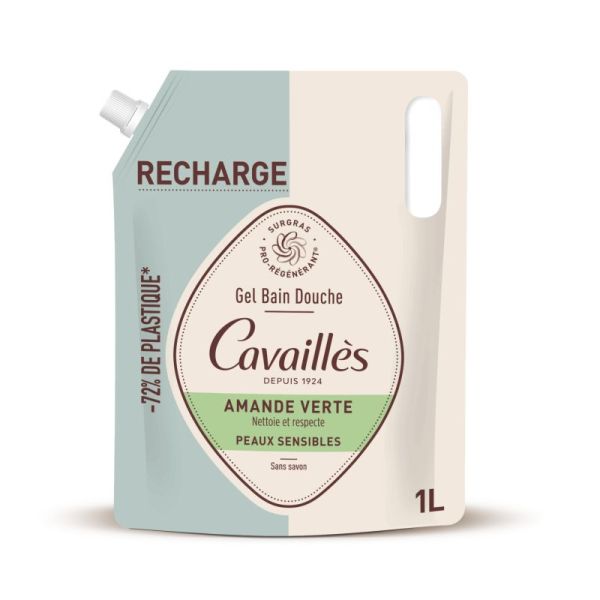 Cavaillès Eco-Recharge Gel Bain & Douche Amande Verte – Peaux Sensibles 1L