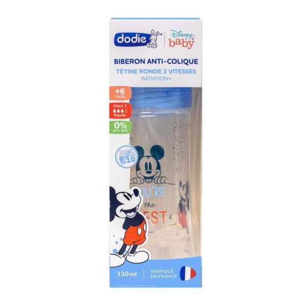 Dodie Bib 3 Init A/Col 330Ml 6M Mickey