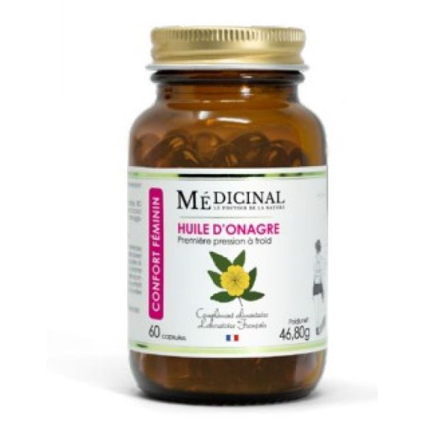 Medicinal Huile d'onagre médicinale (60 capsules) - Bien-être des femmes