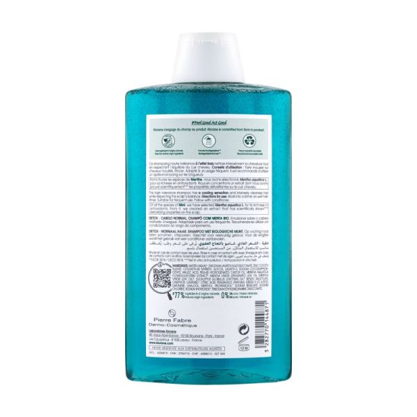 Klorane Shp Detox Menthe Bio 400Ml