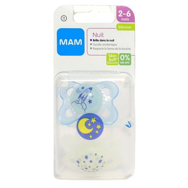 Sucet Mam Nuit Silic 0-6M X2