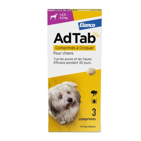 Adtab 112,5Mg Chiens 2.5-5.5Kg Cpr3