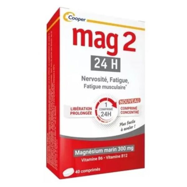 Mag2 24h Nervosité,fatigue,fatigue musculaire 40cp