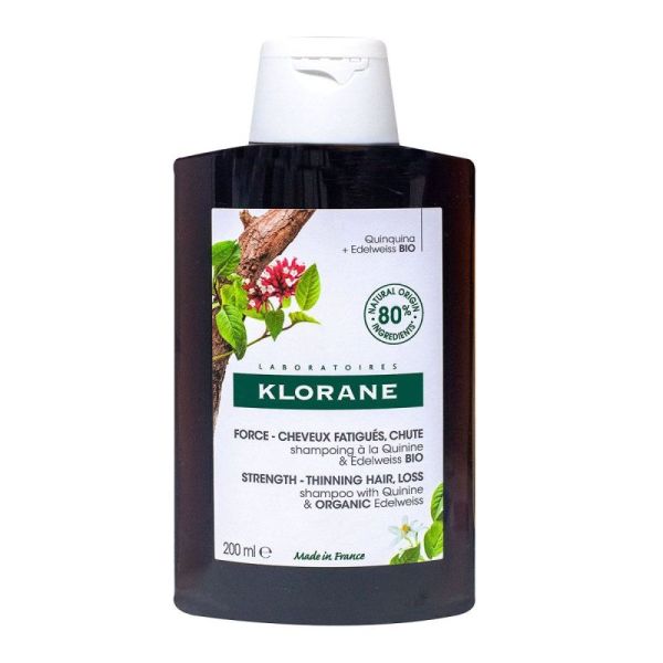 Klorane Shampoing fortifiant - Chute de cheveux, cheveux fatigués - à la Quinine & Edelweiss BIO