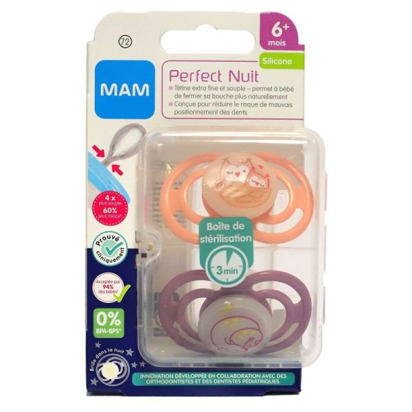 Sucet Mam Perfect Nuit Sil 6M X2