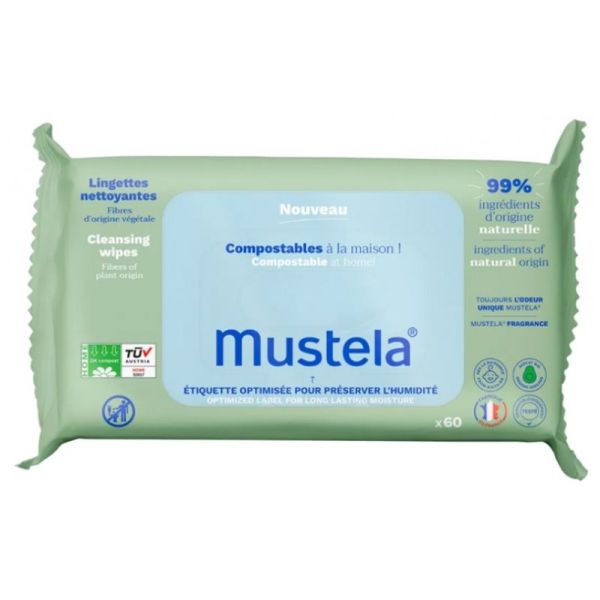 Mustela lingettes compostables x60