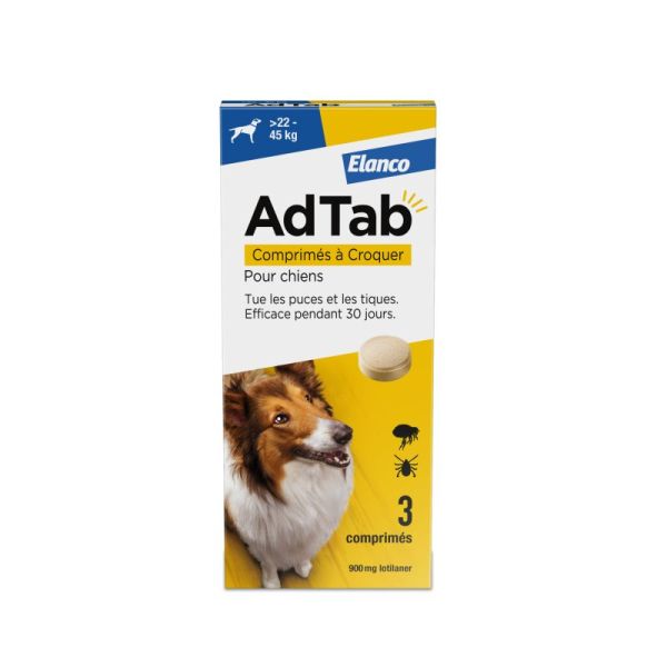 Adtab 900Mg Chiens 22-45Kg Cpr3