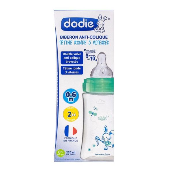 Dodie Bib 2 Init A/Col 270Ml 0-6M Vert